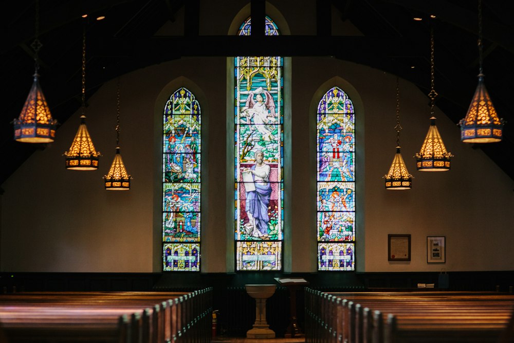Baptist church interior with light